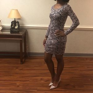 Sequin Hearts Junior’s long sleeve lace dress. Great for prom!